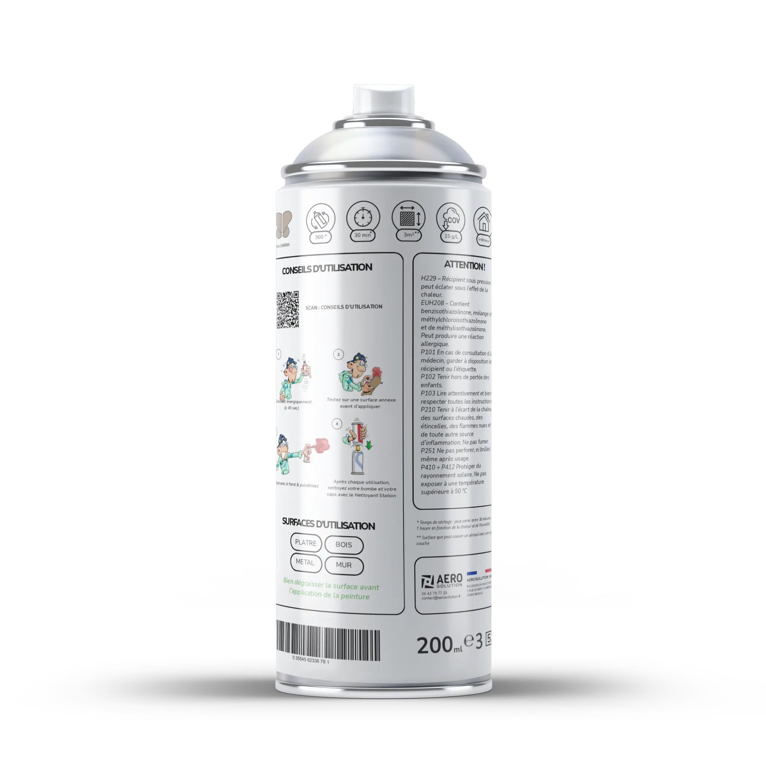Bombe de peinture sans odeur Gris GAMMA - BE MORPHO